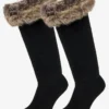 LeMieux Wellington Boot Sock Faux Fur Black -Equestrian Supply Store lm Wellysocks fluffy lr