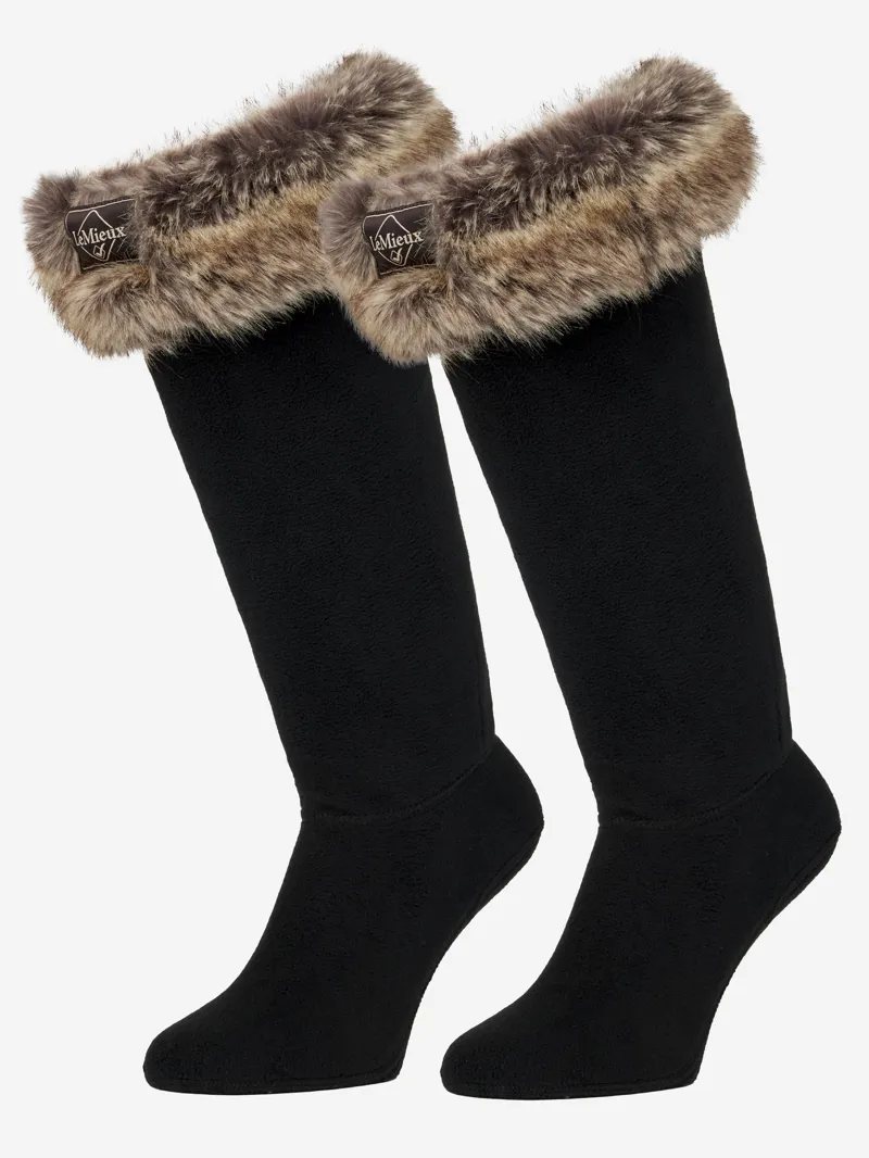 LeMieux Wellington Boot Sock Faux Fur Black 3 LeMieux Wellington Boot Sock Faux Fur Black