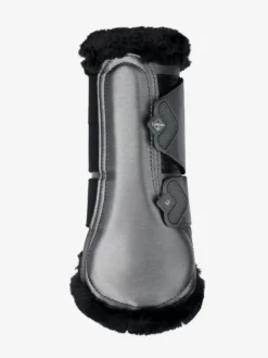 LeMieux Fleece Edged Mesh Brushing Boots Twilight Grey -Equestrian Supply Store lm steelbrush fleeceedge brushingboot grey lr201