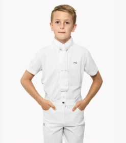 Premier Equine Mini Antonio Boy's Short Sleeve Show Shirt White -Equestrian Supply Store mini antonio boys short sleeve show shirt white