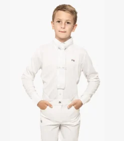 Premier Equine Mini Giulio Boy's Long Sleeve Show Shirt White -Equestrian Supply Store mini giulio boys long sleeve show shirt white