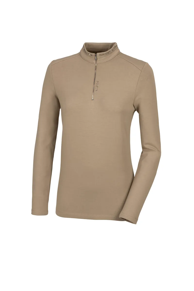 Pikeur Classic Sports Zip Shirt Soft Taupe 3 Pikeur Classic Sports Zip Shirt Soft Taupe