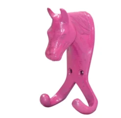 Perry Equestrian Horse Head Double Stable/Wall Hook In Pink