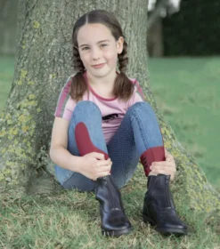 Premier Equine Rocket Girls Denim Riding Breeches Denim Plum -Equestrian Supply Store rocket kids denim breeches plum 2