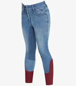 Premier Equine Rocket Girls Denim Riding Breeches Denim Plum -Equestrian Supply Store rocket kids denim breeches plum 3