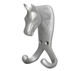 Perry Equestrian Horse Head Double Stable/Wall Hook In Silver